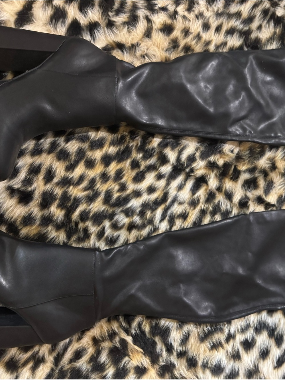 Jennifer Lopez Black Knee-High Block Heel Boots